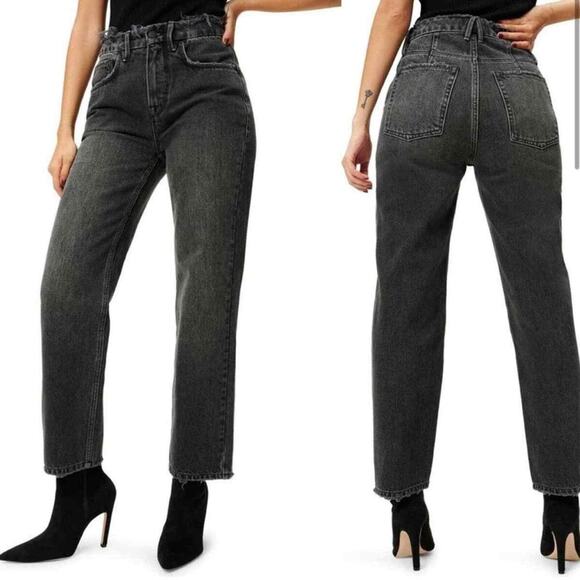 NWT Good American ‘90s Duster High Rise Straight Leg Black Jeans Size 6/28 $149 - Picture 1 of 7